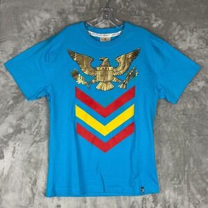 Cavi Mens Graphic T-Shirt Blue Eagle Chevron Streetwear Size L Short‎ Sleeve Tee